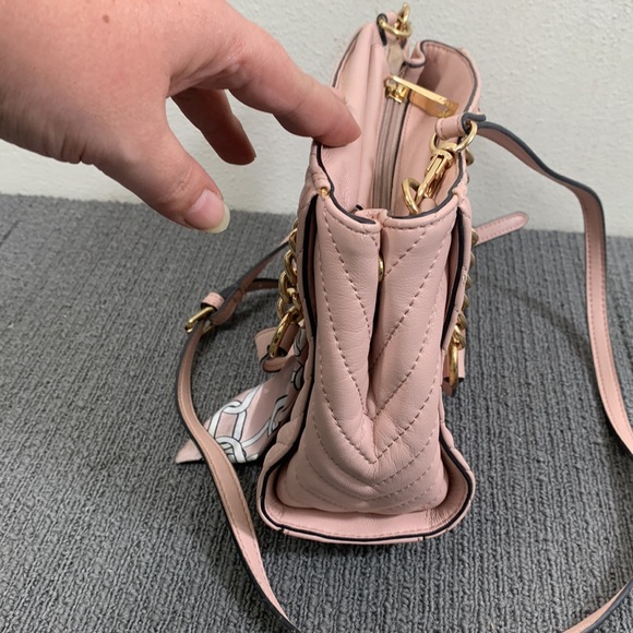 Aldo Crossbody Bag Womens Small Pink PU Faux Leather Quilted Chevron Handbag - Picture 10 of 17